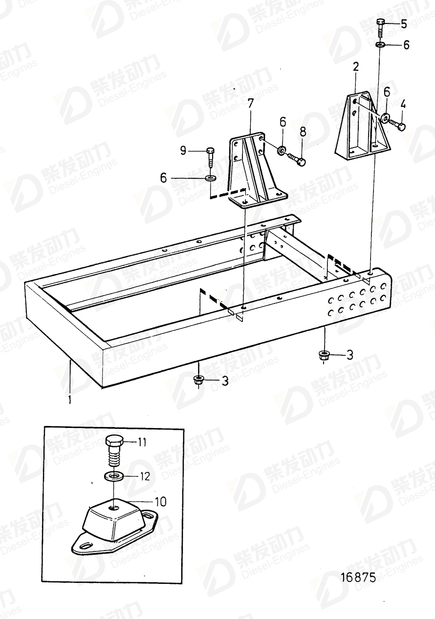 VOLVO Rubber cushion 3828247 Drawing